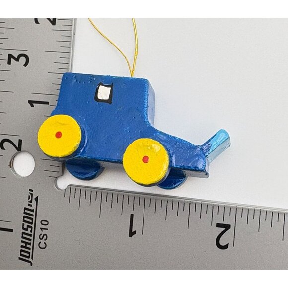 Handmade Blue Wooden Vintage Car Christmas Tree Ornament - Picture 3 of 7